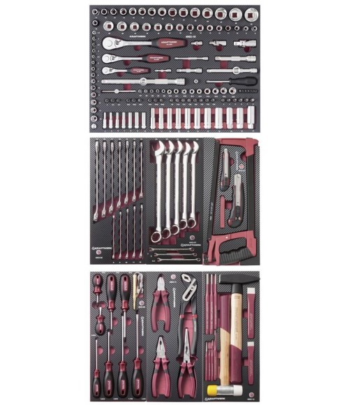 Assortiment d'outils, EVA, 1/4"+ 3/8"+ 1/2", 187 pcs Kraftwerk