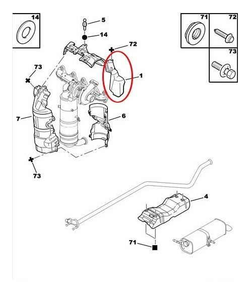 Ecran thermique échappement couvercle collecteur 1.6h 1723T3