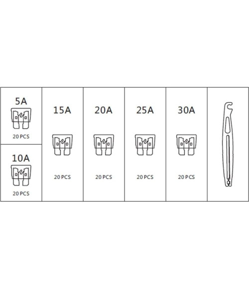 Jeu de 120 fusibles boite de mini fusibles de 5A a 30A coffret de fusible