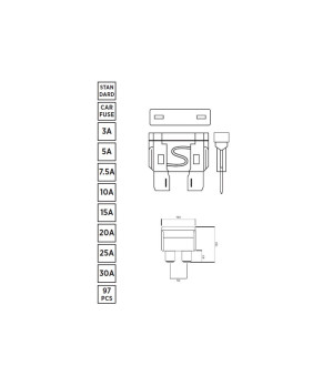 Jeu de 96 fusibles boite de fusibles de 3A a 30A