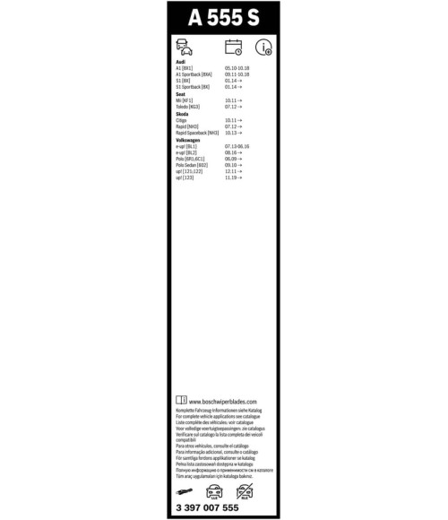 Bosch Balais d'Essuie–Glace Plats Aerotwin A555S 600mm/400mm 3397007555